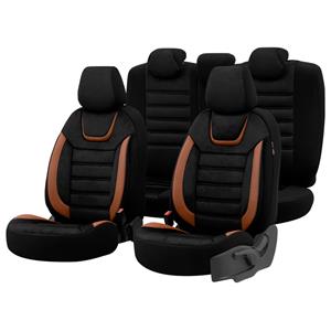 OtoM Universele Suede/Leder/Stoffen Stoelhoezenset 'Iconic' Zwart/Terracotta - 11-delig