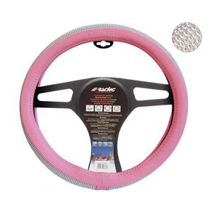 Simoni Racing Stuurwielhoes Diamonds - 37-39cm - Roze Eco-Leder