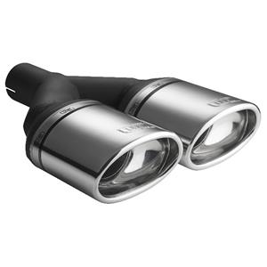 Ulter Sport Uitlaatsierstuk - Dubbel Ovaal 120x80mm Schuin - Lengte 250mm - Montage ->50mm - RVS