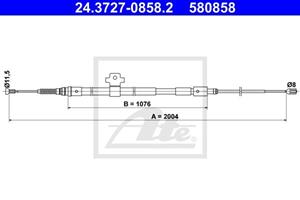 Seilzug, Feststellbremse hinten links ATE 24.3727-0858.2