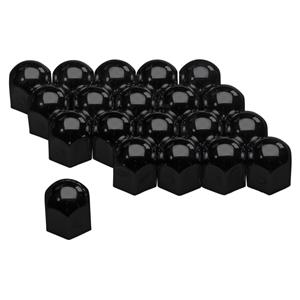 AutoStyle Set universele wielmoerkapjes - Zwart Staal - 17mm - set á 20 stuks