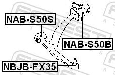 Lagerung, Lenker Vorderachse unten vorne Febest NAB-S50S