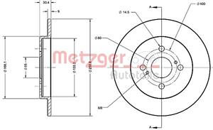 Metzger Bremsscheibe Hinterachse  6110495