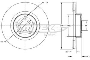 TOMEX Brakes Bremsscheibe Vorderachse  TX 71-51