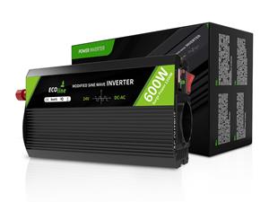 Inverter 24V EcoLine - Omvormer 24V Naar 220V/230V - 600w Vermogen - Gemodificeerde Sinus - Spanningomvormer