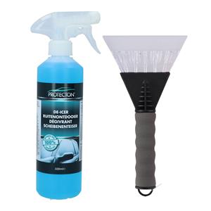 Ijskrabber met antivries spray voor auto - 500 ml - grijs - ruitenontdooier -