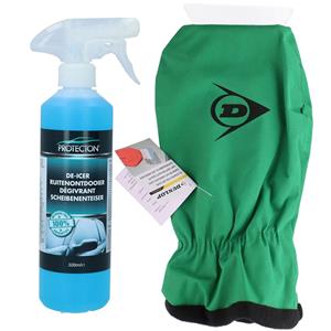 Ijskrabber met antivries spray voor auto - 500 ml - handschoen - ruitenontdooier -