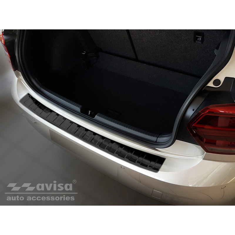 Volkswagen Zwart RVS Bumper beschermer passend voor  Polo VI 5-deurs 2017- 'Ribs'