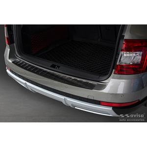 Skoda Zwart RVS Bumper beschermer passend voor  Octavia III Scout 2014-2020 'Ribs'