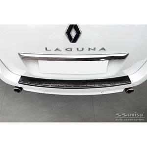 Renault Zwart RVS Bumper beschermer passend voor  Laguna III Grandtour 2007-2015 'Ribs'