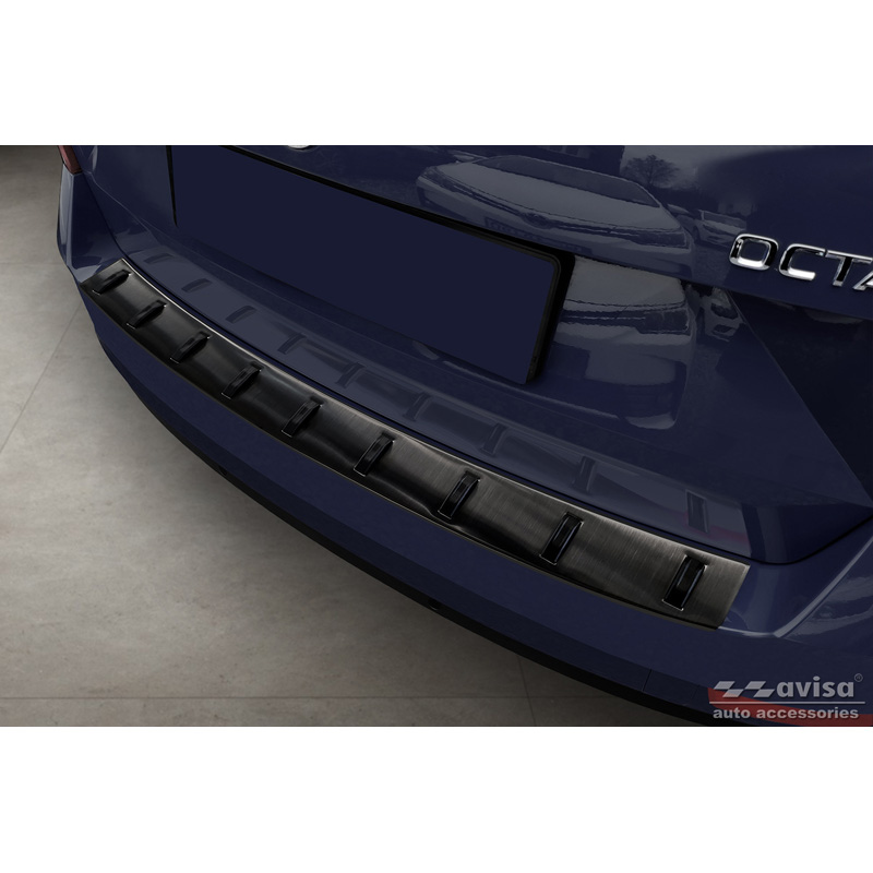 Skoda Zwart RVS Bumper beschermer passend voor  Octavia III Combi Facelift 2017-2020 'STRONG EDIT