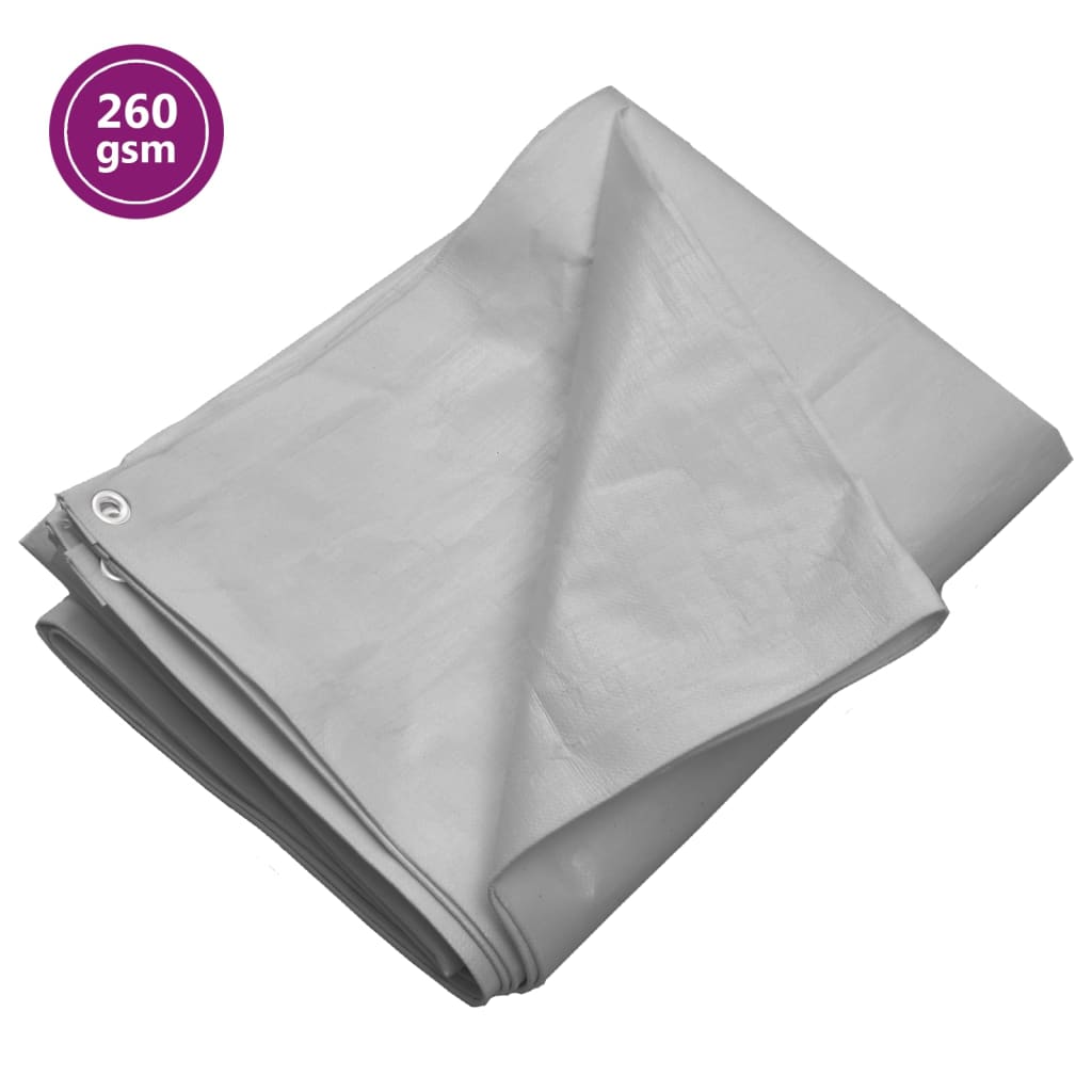 vidaxl Dekzeil 260 g/m² 8x12 m HDPE grijs