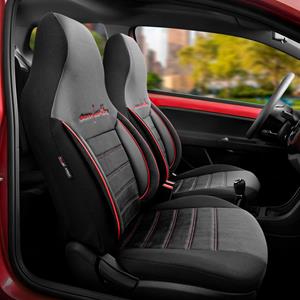 Citroen Universele Velours/Stoffen CityBug Stoelhoezenset Comfortline Zwart/Rood - 9-delig