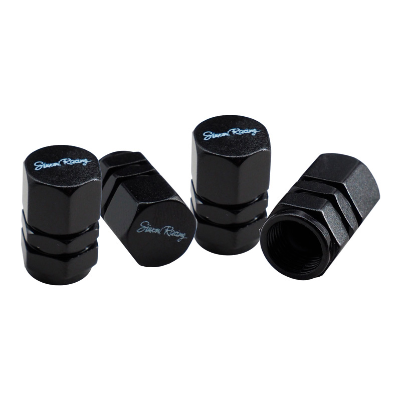 Set ventielkapjes Hexagonal - Aluminium Zwart