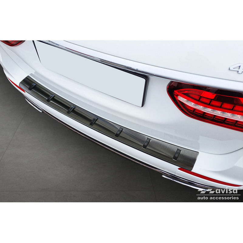 Mercedes-Benz Zwart RVS Achterbumperprotector passend voor Mercedes E-Klasse Estate S213 2016-2023 (incl. E53 AMG)