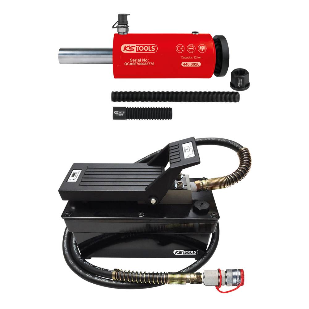 KS Tools 440.9996 Hydraulische eenheid 32t, met lucht-hydraulische pomp, 9-delig