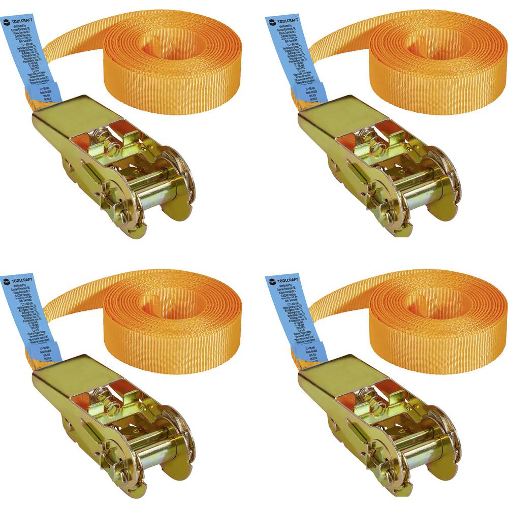 TOOLCRAFT TO-10246095 Sjortouw Trekkracht (lc) vastbinden (enkel/direct): 250 daN (l x b) 5 m x 25 mm Ratelinrichting EN 12195-2