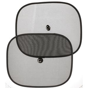 Gerimport set van 2x stuks auto zonneschermen - zwart - x cm - met zuignap -