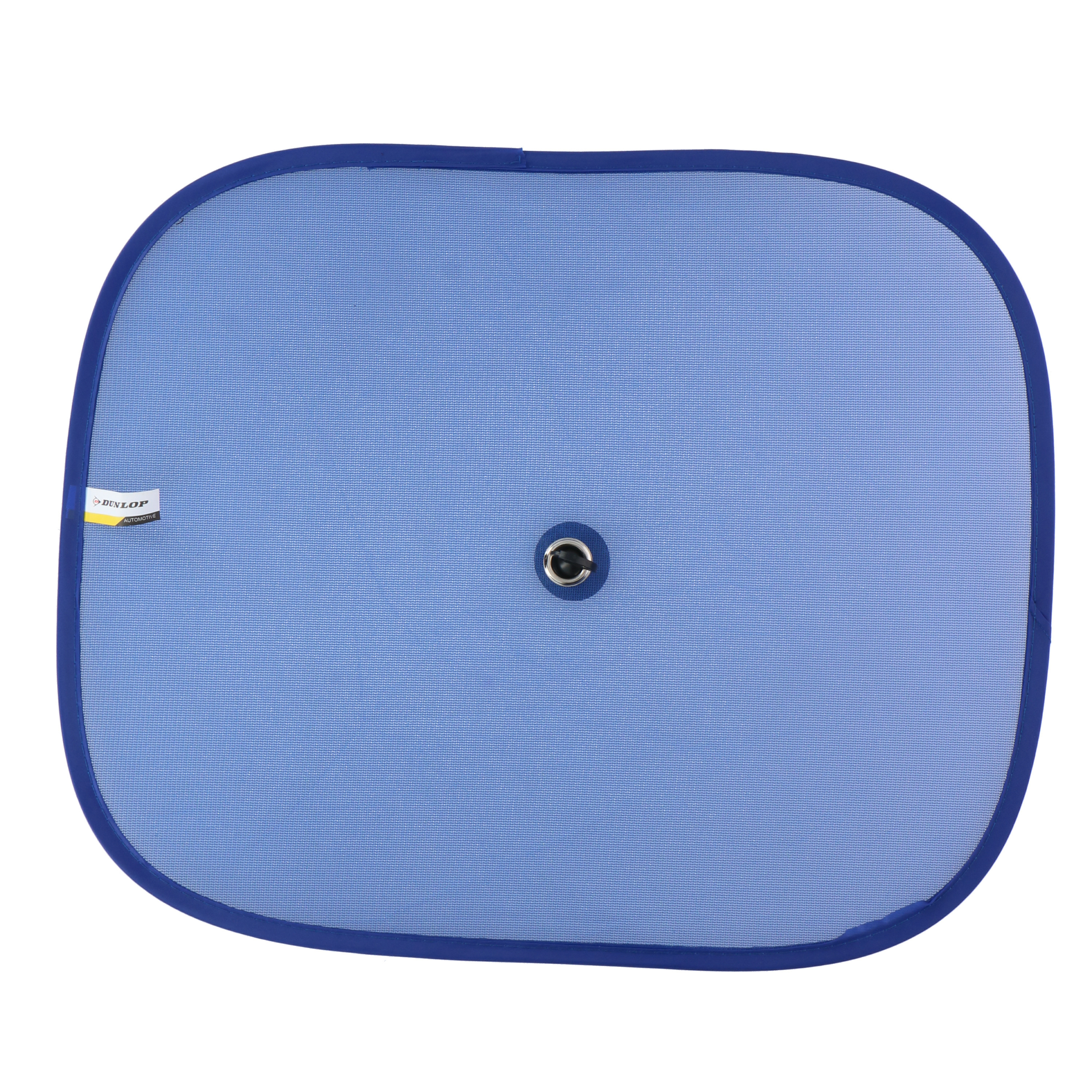 Dunlop Auto zonneschermen voor zijramen - 2x - blauw - kunststof - zuignappen - x cm -