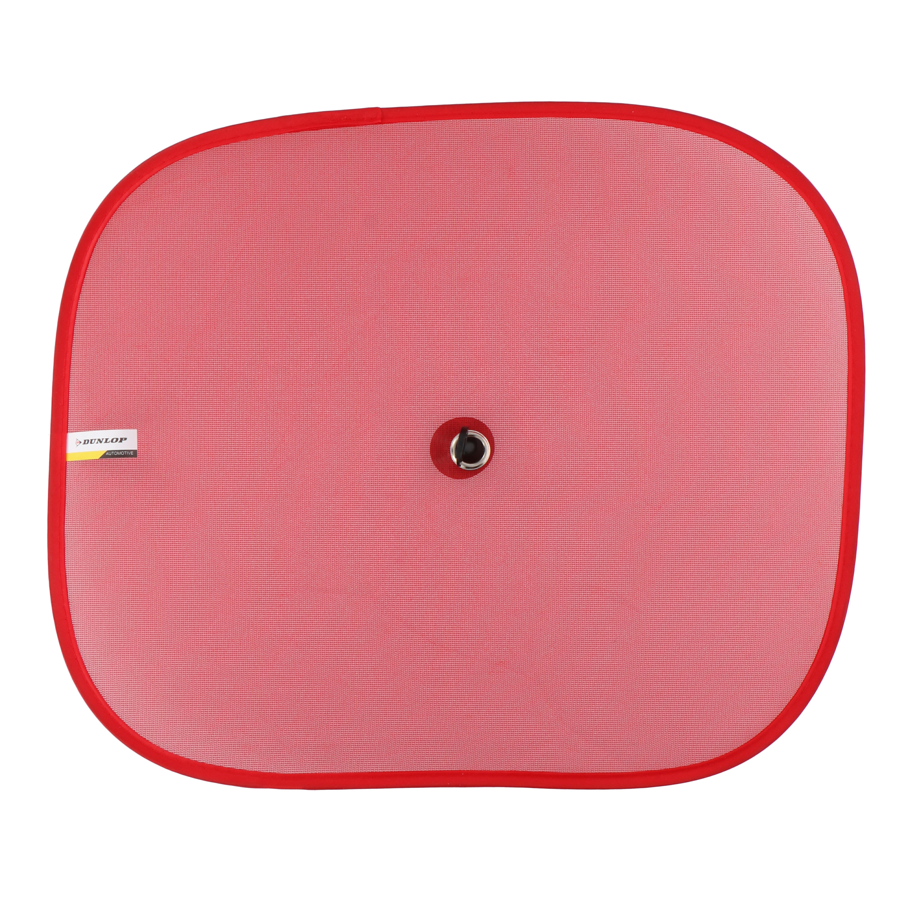 Dunlop Auto zonneschermen voor zijramen - 2x - rood - kunststof - zuignappen - x cm -