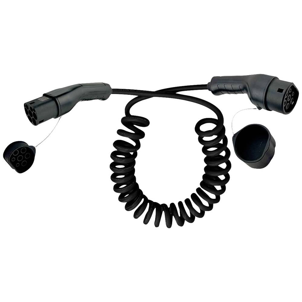 Roline Auto oplaadkabel Type2, 3-fase, 480VAC (3P+N+E), 16 A, 11 kW, spiraalkabel (bruikbaar 5m)