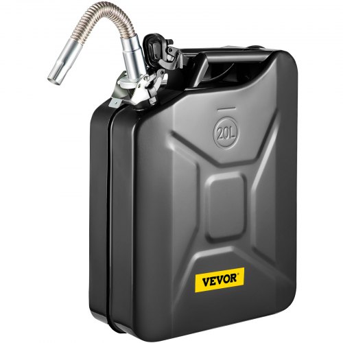 VEVOR Jerrycan, 5,3 gallon/20 liter draagbare jerrycan met flexibel schenktuitsysteem, roestvrije en hittebestendige stalen brandstoftank voor auto's en vrachtwagens, zwart