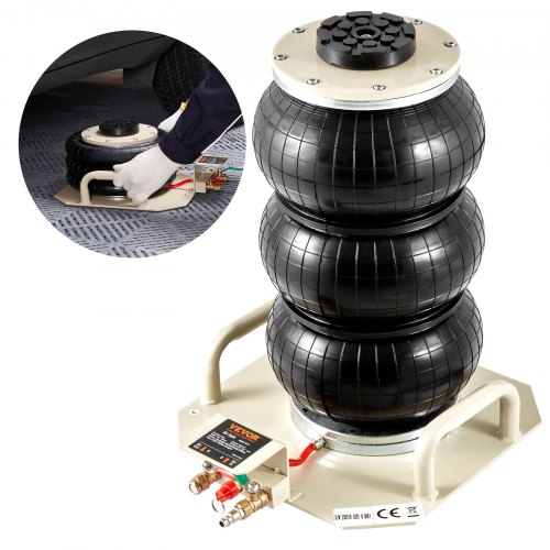 VEVOR Pneumatische krik voor auto's, luchtkrik 3t, witte drievoudige krik, 140-450 mm hefhoogte, luchtkrik met zak, hefhoogte van 5 minuten, luchtkrik voor auto's, krik voor SUV, vrachtwagen