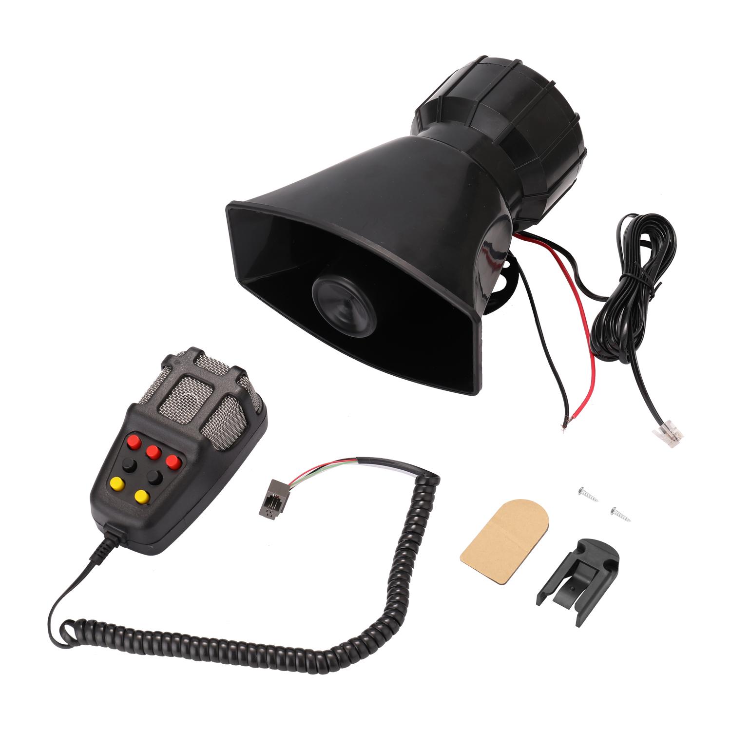 VehicleKit Toongeluid Auto Noodsirene Autosirene Hoorn Microfoon PA Luidsprekersysteem Noodversterker Toeter 12V zwart