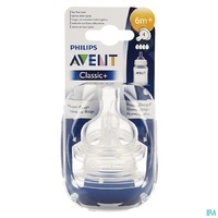 Philips Avent Sauger Weithals SCF634/27, Silikon, 4 Loch, 2er Pack