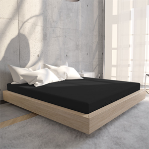 Hoeslaken Jersey 135 gr. Black Zwart 80/90/100 x 200