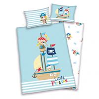 Wende- Kinderbettwäsche Lara Little Pirates, Renforcé, 100 x 135 cm blau