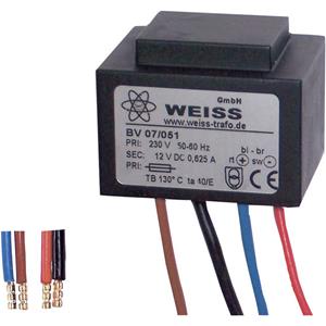 Weiss Elektrotechnik Kompaktnetzteil Transformator 1 x 230V 1 x 8 V/AC 10 VA 1250mA