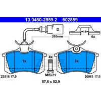Remblokkenset, schijfrem ATE, u.a. für VW, Seat, Ford