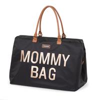 Childwood Childhome Wickeltasche "Mommy Bag" aus Nylon (55x30x30 cm) inkl. Schultergurt & Wickelunterlage, in schwarz / gold