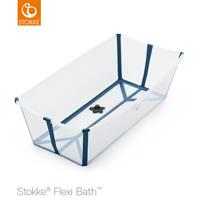 Stokke Flexi Bath X-Large faltbare Badewanne mit hitzeempfindlichem Stöpsel, Transparent Blue blau