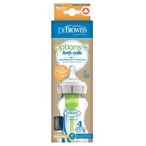 Dr. Brown's Options+ Anti-colic Brede Halsfles Glas 270 ml