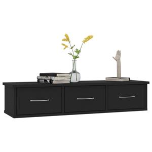 VidaXL Wandschap met lades 90x26x18,5 cm spaanplaat zwart