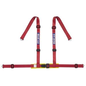 Sparco 4-Punts Sportgordel - Rood - incl. Bekkenbeschermer & Schroefbevestiging (E-Keur) SP4604BV1RS