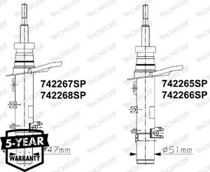 MONROE Stoßdämpfer CITROËN 742265SP 9811879080,9812428680,9820230880 Federbein,Stossdämpfer
