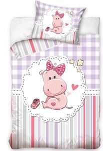 Carbotex dekbedovertrek Baby Hippo meisjes 100 x 135 cm katoen