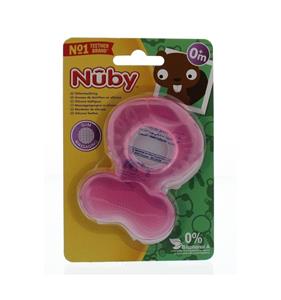 nuby bijtring visvormig met borsteltjes junior siliconen roze