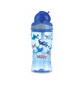 Nuby Soft Flip-It auslaufsichere Trinkhalmflasche aus Tritan, 360 ml, blau