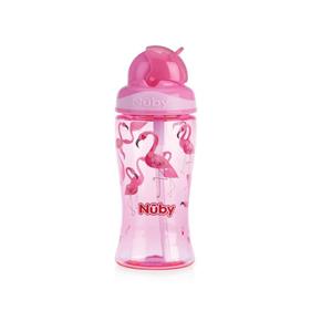 Nuby Soft Flip-It auslaufsichere Trinkhalmflasche aus Tritan, 360 ml, rot pink