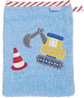 Playshoes Frottee-Waschhandschuh Bagger blau