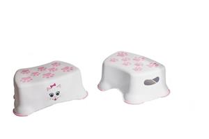 toiletkrukje Kat 26,2 x 14,6 cm wit/roze