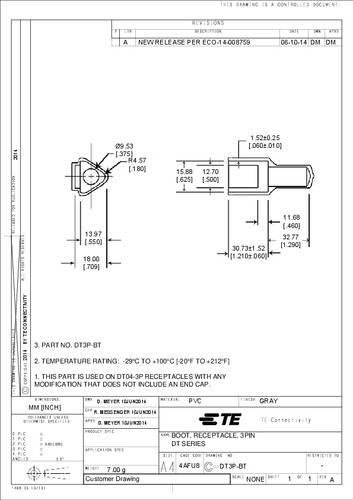 teconnectivity TE Connectivity DT3P-BT Ronde stekker antikniktule Serie (ronde connectors): DT Totaal aantal polen: 3 1 stuk(s)
