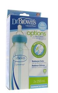 Dr. Brown's Options+ Anti-Colic Standaard Halsfles 250 ml Blauw 2 Stuks