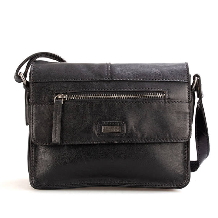 spikes&sparrow Spikes en Sparrow Crossbody Schoudertas met Overslag Zwart