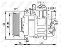 NRF Compressor, airconditioning 32462