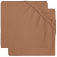 Jollein katoenen jersey ledikant hoeslaken 60x120cm - set van 2 caramel Bruin